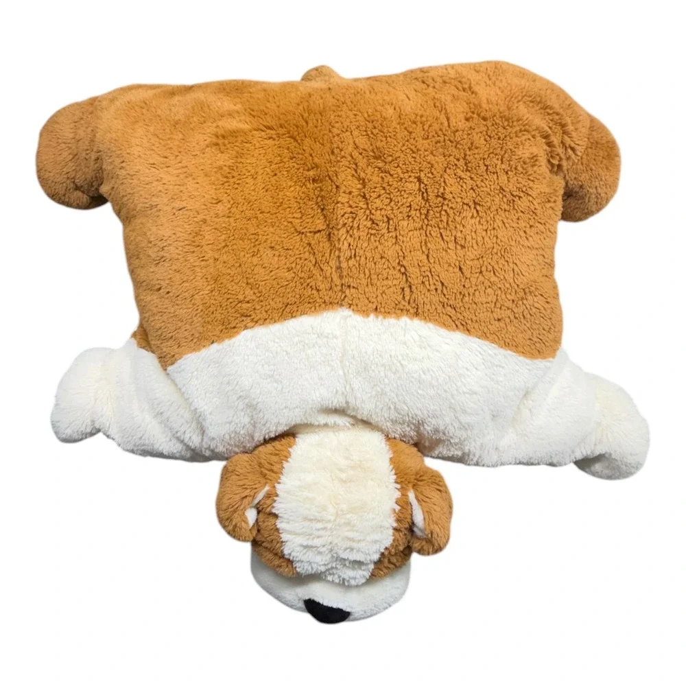 Pillow Chums by Kellytoy Bulldog Plush 2-in-1 Stuffed Animal Pillow Brown White
